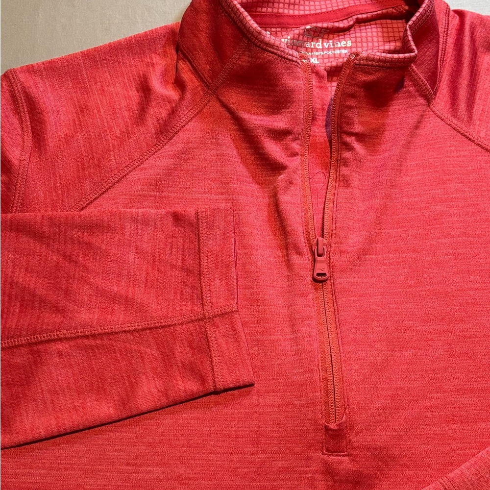 Vineyard Vines Performance 1/4 Zip Pullover Men's XL Red Grid Fleece Golf Shirt